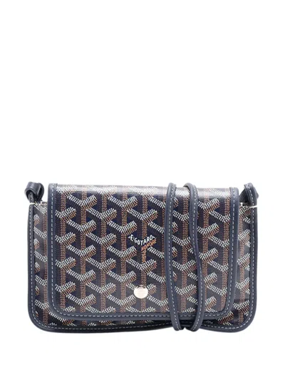 Pre-owned Goyard 2015-2026 Ine Plumet Pocket Wallet Crossbody Bag In Blue