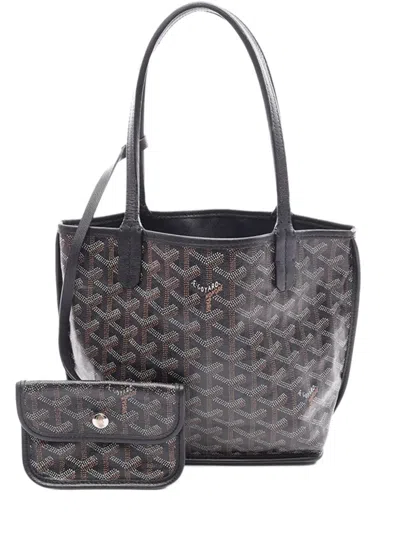 Pre-owned Goyard 2015-2026 Mini Ine Reversible Anjou Tote Bag In Black