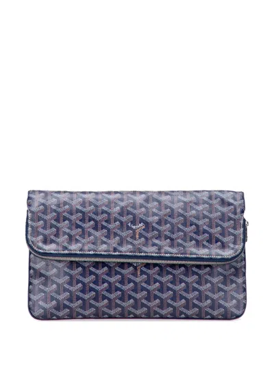 Pre-owned Goyard 2016 Ine Sainte Marie Mm Clutch Bag In Blue