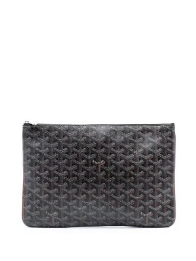 Pre-owned Goyard 2016 Ine Senat Mm Clutch Bag In Black