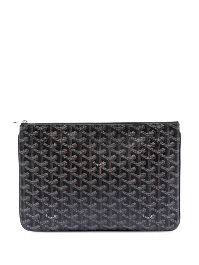 Pre-owned Goyard 2016 Ine Senat Mm Clutch Bag In Black