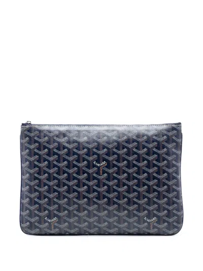 Pre-owned Goyard 2016 Ine Senat Mm Clutch Bag In Blue