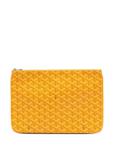 Pre-owned Goyard 2016 Ine Senat Mm Clutch Bag In Yellow