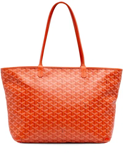 Pre-owned Goyard 2017 Ine Artois Mm Tote Bag In Orange