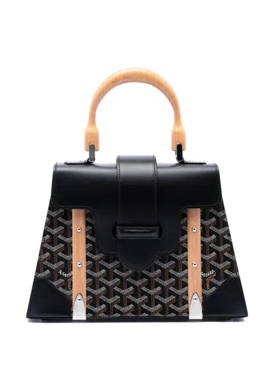 Pre-owned Goyard 2017 Ine Saigon Structured Pm Satchel In Black