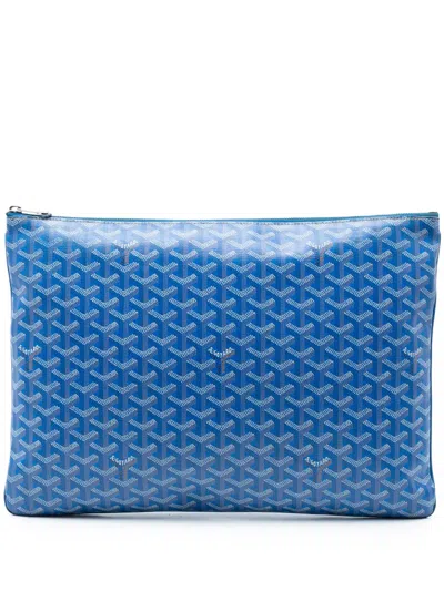 Pre-owned Goyard 2017 Ine Senat Gm Clutch Bag In Blue