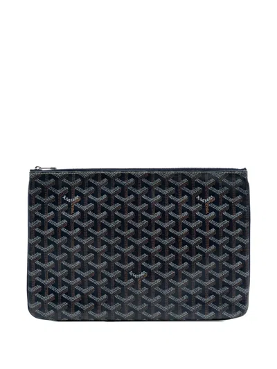 Pre-owned Goyard 2017 Ine Senat Mm Clutch Bag In Blue
