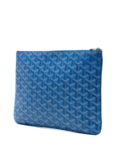 Pre-owned Goyard 2017 Ine Senat Mm Clutch Bag In Blue