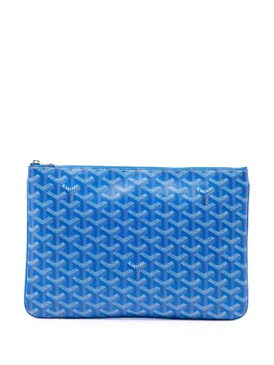 Pre-owned Goyard 2017 Ine Senat Mm Clutch Bag In Blue