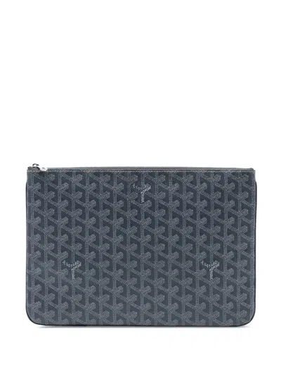 Pre-owned Goyard 2017 Ine Senat Mm Clutch Bag In Gray