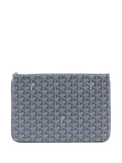 Pre-owned Goyard 2017 Ine Senat Mm Clutch Bag In Gray