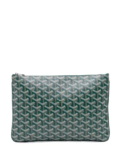 Pre-owned Goyard 2017 Ine Senat Mm Clutch Bag In Green