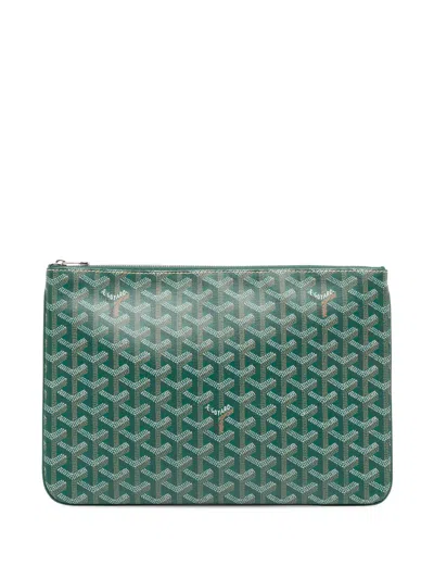 Pre-owned Goyard 2017 Ine Senat Mm Clutch Bag In Green