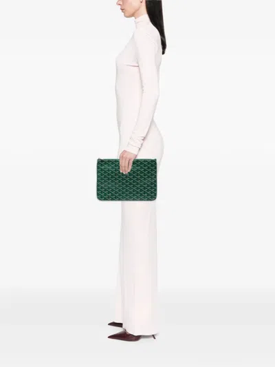 Pre-owned Goyard 2017 Ine Senat Mm Clutch Bag In Green