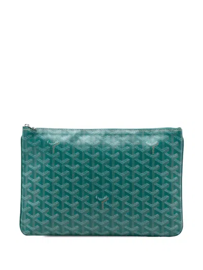 Pre-owned Goyard 2017 Ine Senat Mm Clutch Bag In Green