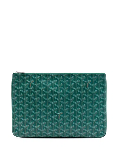 Pre-owned Goyard 2017 Ine Senat Mm Clutch Bag In Green