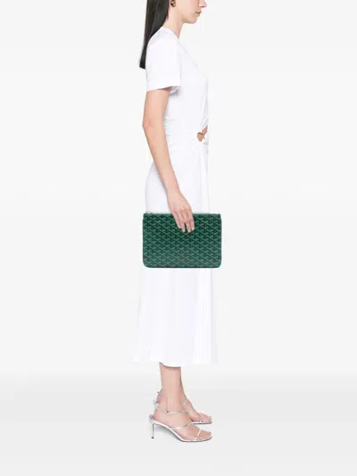 Pre-owned Goyard 2017 Ine Senat Mm Clutch Bag In Green