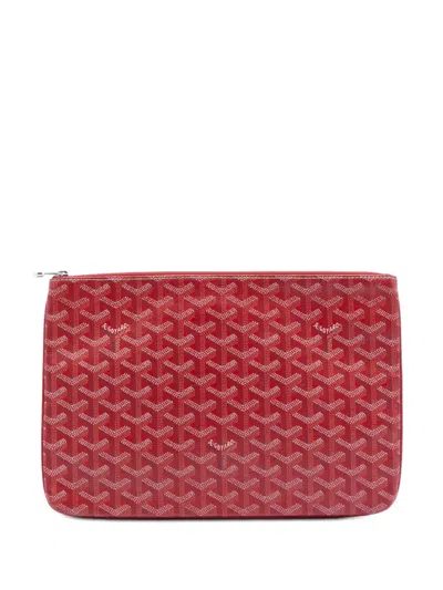 Pre-owned Goyard 2017 Ine Senat Mm Clutch Bag In Red