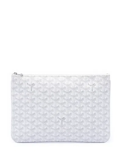 Pre-owned Goyard 2017 Ine Senat Mm Clutch Bag In White