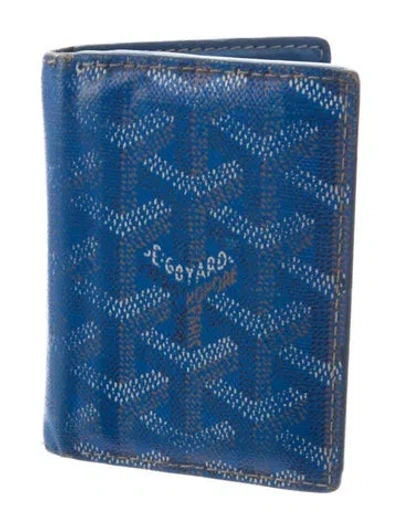 Pre-owned Goyard 2018  Card Wallet Bifold Wallet In Blue