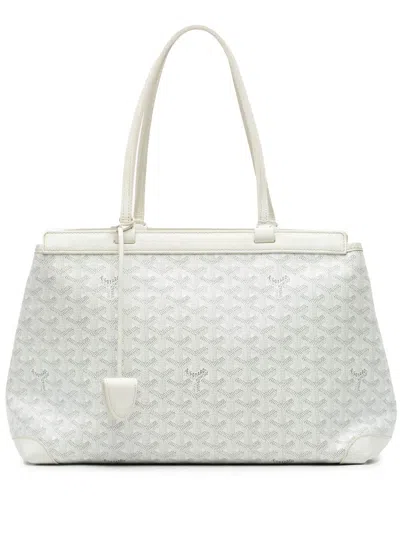 Pre-owned Goyard 2018 Ine Bellechasse Pm Tote Bag In White
