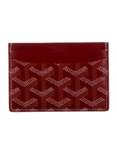 Pre-owned Goyard 2018 Ine Card Holder In Neutrals/red