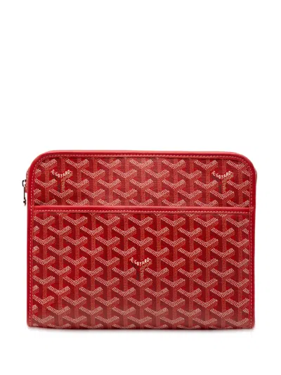 Pre-owned Goyard 2018 Ine Jouvence Toiletry Pouch Mm Clutch Bag In Red