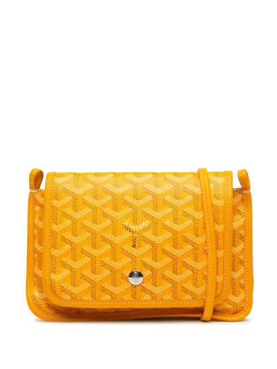 Pre-owned Goyard 2018 Ine Plumet Pocket Wallet Crossbody Bag In 黄色