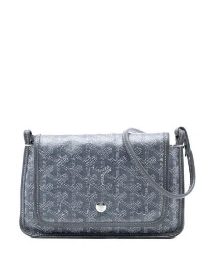 Pre-owned Goyard 2018 Ine Plumet Pocket Wallet Crossbody Bag In Gray