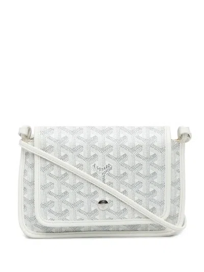 Pre-owned Goyard 2018 Ine Plumet Pocket Wallet Crossbody Bag In White