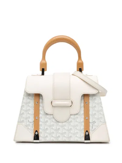 Pre-owned Goyard 2018 Ine Saigon Pm Satchel In White