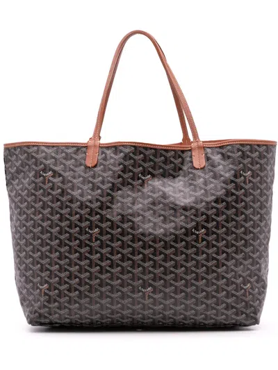 Pre-owned Goyard 2018 Ine Saint Louis Gm Tote Bag In Black