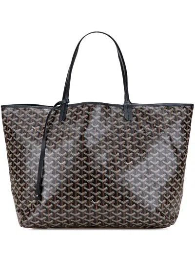 Pre-owned Goyard 2018 Ine Saint Louis Gm Tote Bag In Black