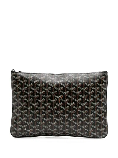 Pre-owned Goyard 2018 Ine Senat Mm Clutch Bag In Brown
