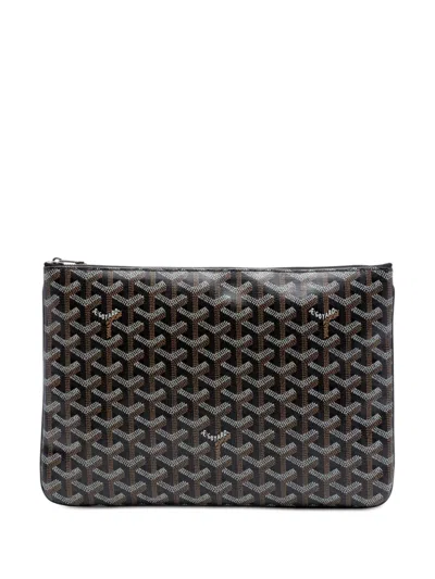 Pre-owned Goyard 2018 Ine Senat Mm Clutch Bag In Black
