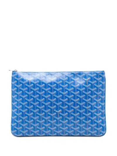 Pre-owned Goyard 2018 Ine Senat Mm Clutch Bag In Blue