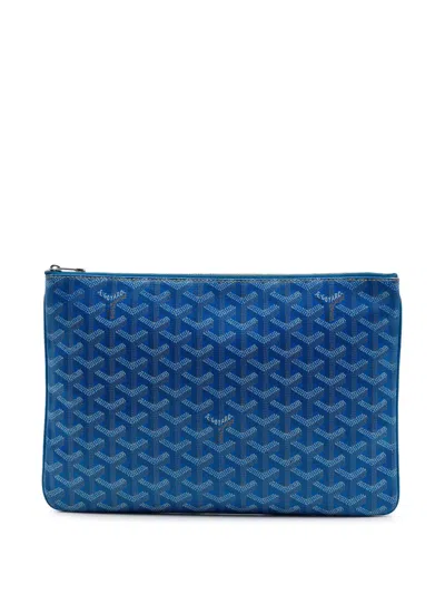 Pre-owned Goyard 2018 Ine Senat Mm Clutch Bag In Blue