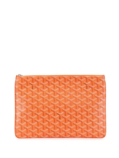 Pre-owned Goyard 2018 Ine Senat Mm Clutch Bag In Orange