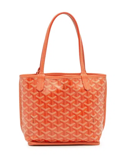 Pre-owned Goyard 2018 Mini Ine Reversible Anjou Tote Bag In Orange