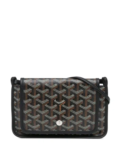Pre-owned Goyard 2019 Ine Plumet Pocket Wallet Crossbody Bag In Black