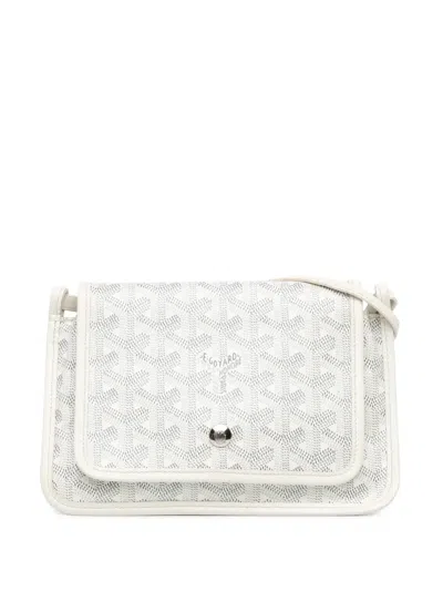 Pre-owned Goyard 2019 Ine Plumet Pocket Wallet Crossbody Bag In White