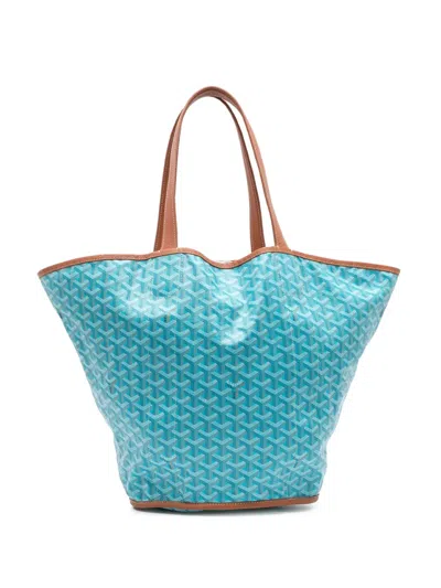 Pre-owned Goyard 2019 Ine Reversible Belharra Tote Bag In Blue