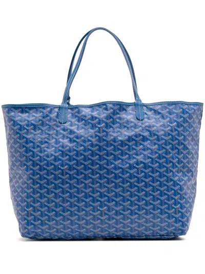 Pre-owned Goyard 2019 Ine Saint Louis Gm Tote Bag In Blue