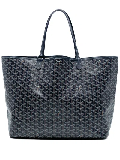 Pre-owned Goyard 2019 Ine Saint Louis Gm Tote Bag In Blue
