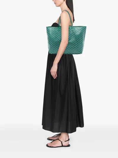 Pre-owned Goyard 2019 Ine Saint Louis Gm Tote Bag In Green