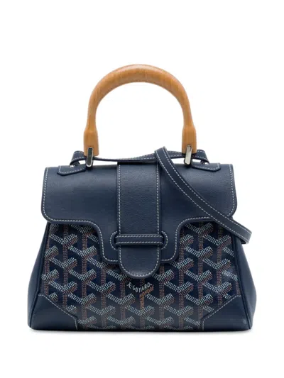 Pre-owned Goyard 2019 Mini Ine Saigon Structured Satchel In Blue