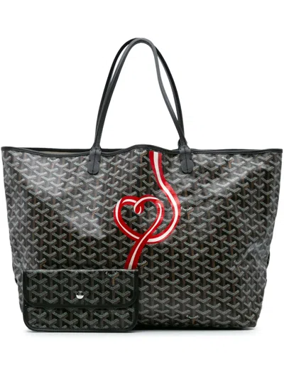 Pre-owned Goyard 2020 Ine Coeur Ruban Saint Louis Gm Tote Bag In Black