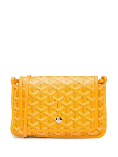 Pre-owned Goyard 2020 Ine Plumet Pocket Wallet Crossbody Bag In Yellow