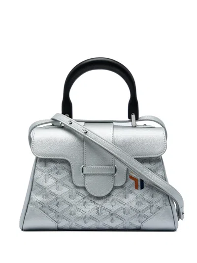 Pre-owned Goyard 2020 Mini Ine Precious Metals Saigon Souple Satchel In Silver