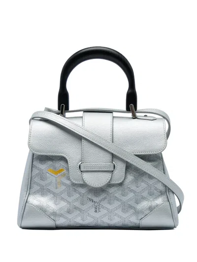 Pre-owned Goyard 2020 Mini Ine Precious Metals Saigon Souple Satchel In Silver